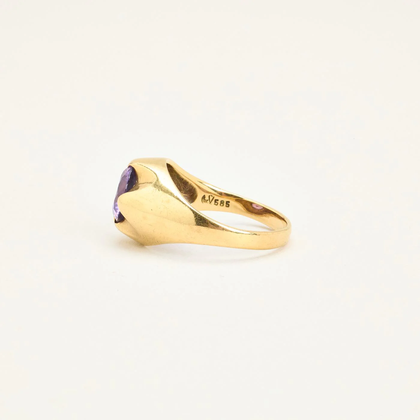Signetring i 14K guld med en syntetisk safir strl. 17.5 / strl. 55 - Image 5