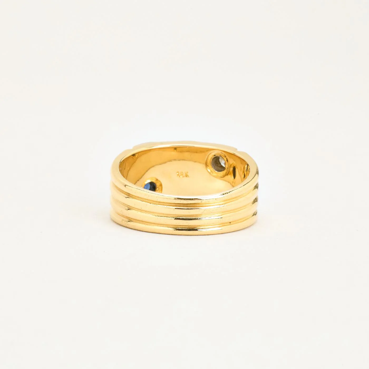 Gypsyring med diamant (0.07 ct) i 18K guld och vitt guld med en safir strl. 19.7 / strl. 62 - Image 4