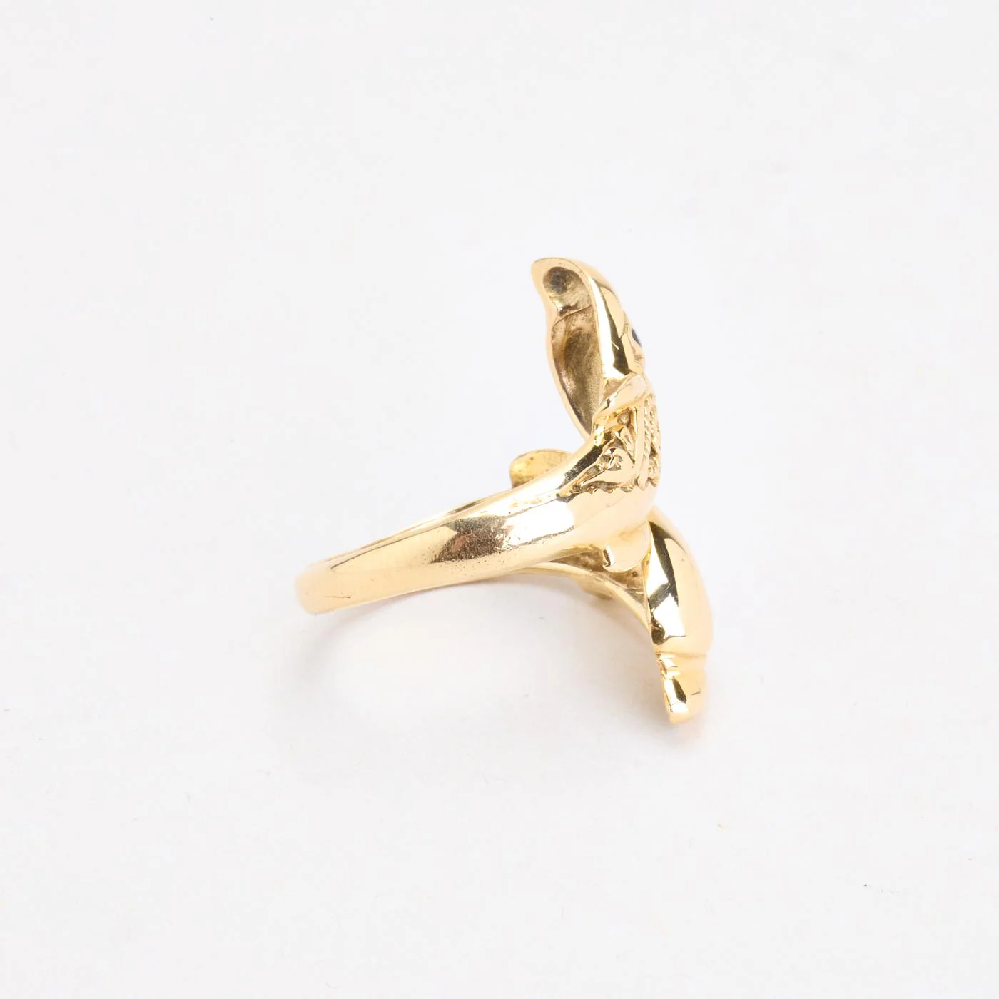Statementring i 14K guld med en safir strl. 19.1 / strl. 60 - Image 3