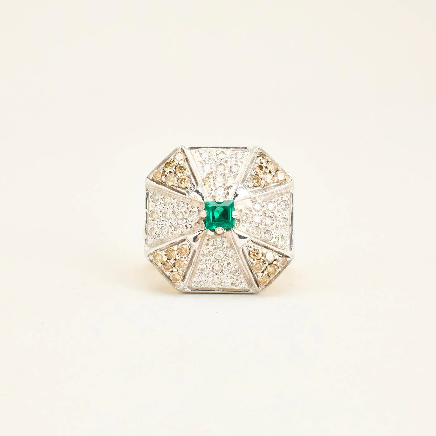 Pavéring med diamant (1.01 ct) i 18K guld och vitt guld strl. 17.5 / strl. 55