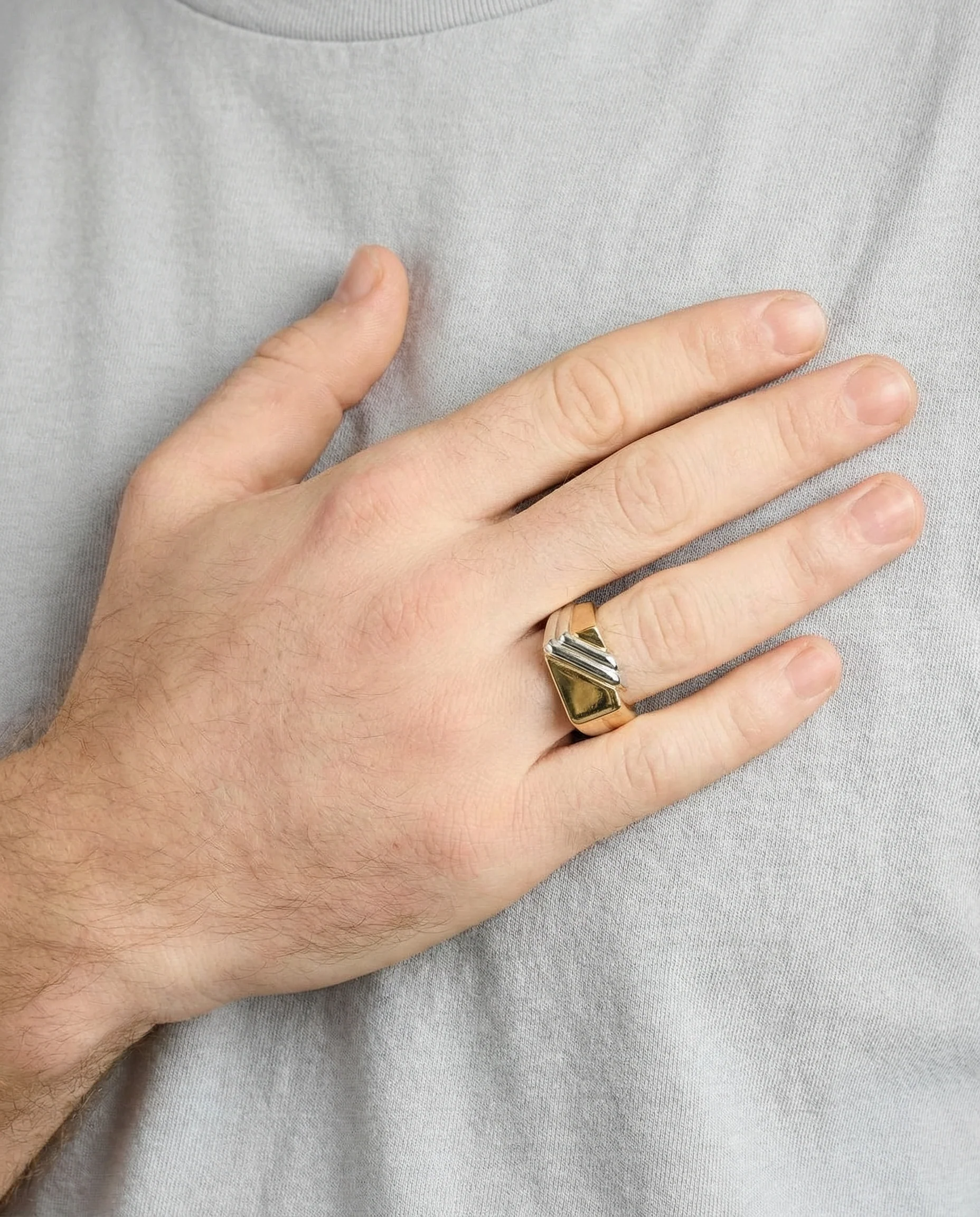 Signetring i 8K guld och vitt guld strl. 19.1 / strl. 60 - Image 2