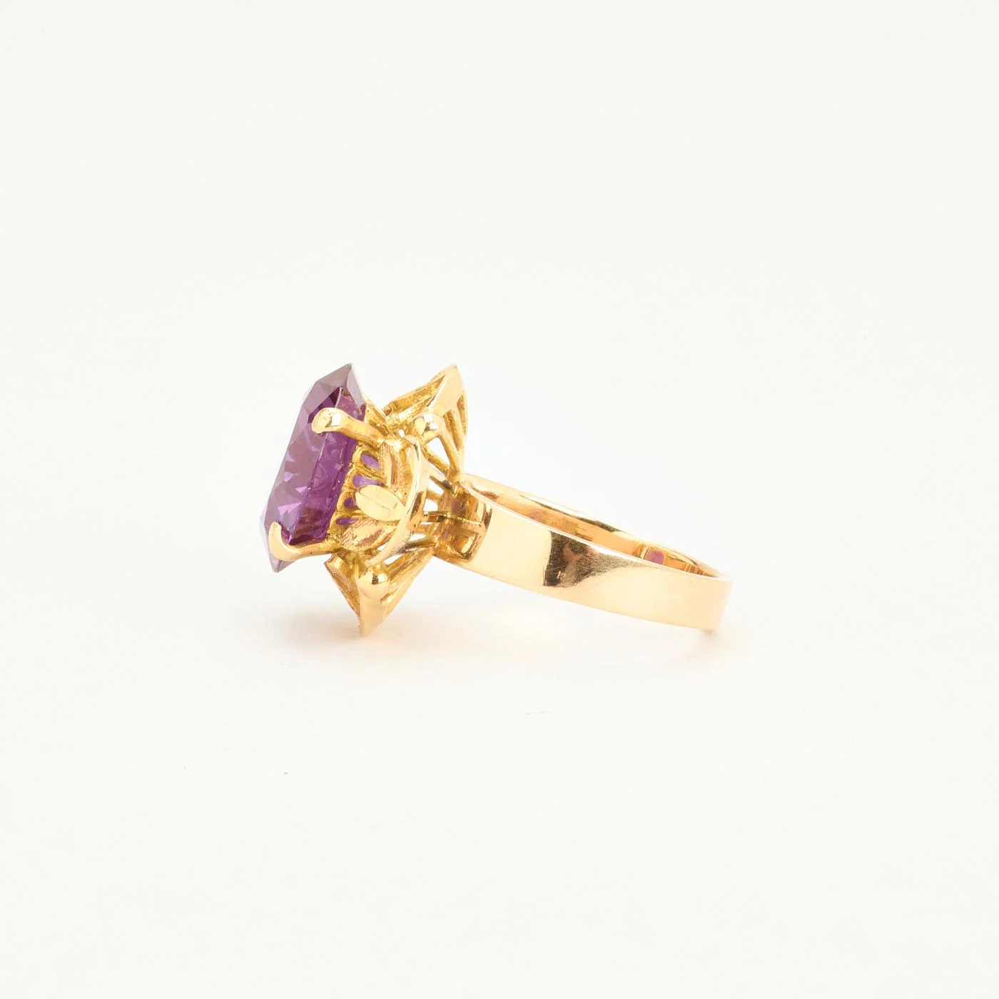 Cocktailring i 14K guld med en syntetisk safir strl. 18.1 / strl. 57 - Image 5