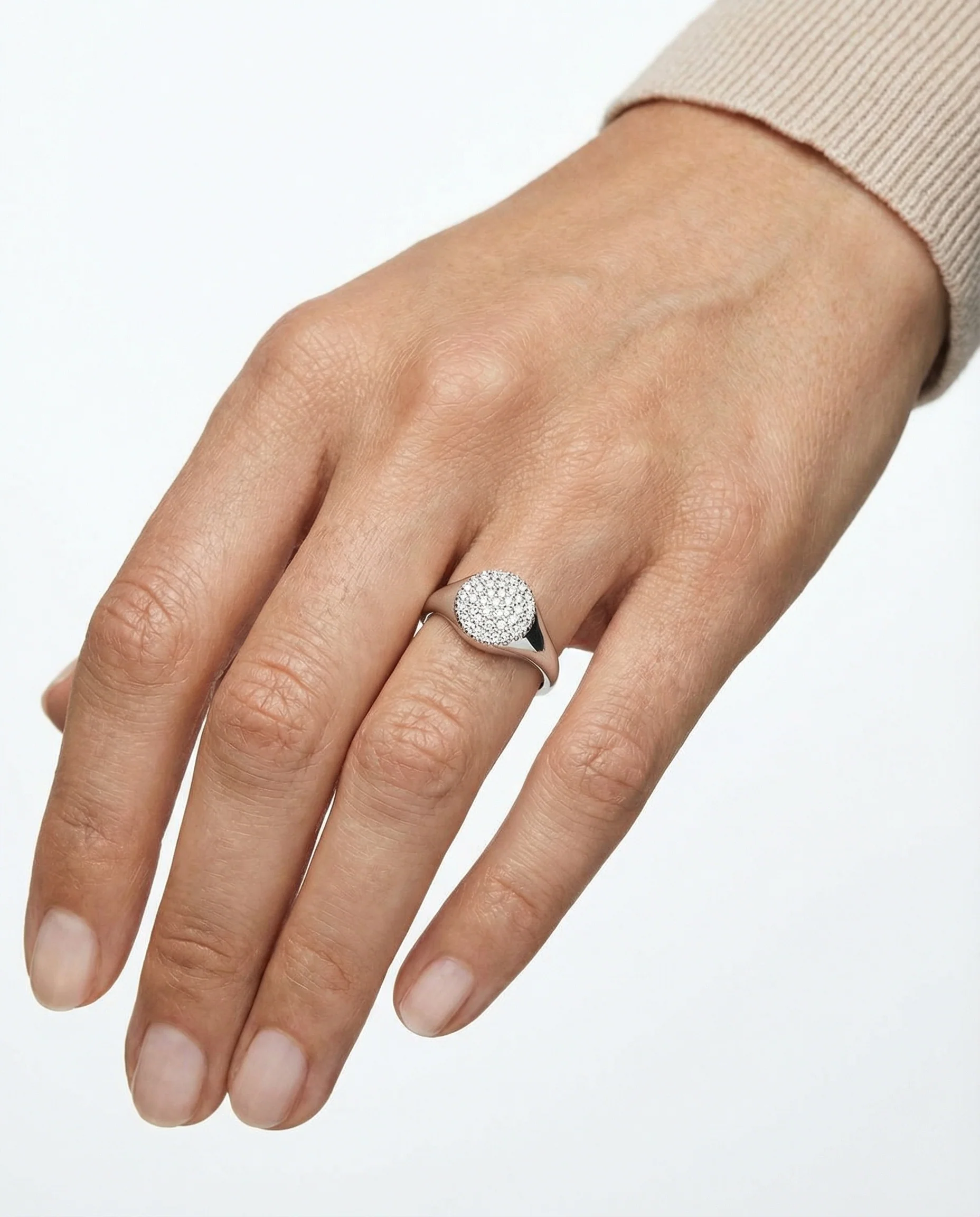 Pandora Lovepods pavéring med diamant (0.37 ct) i 18K vitt guld strl. 17.8 / strl. 56 - Image 2