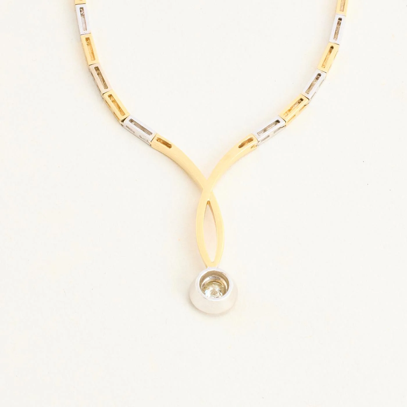 Collier med diamant (0.19 ct) i 14K guld, 44.5 cm, 12.38 g - Image 4