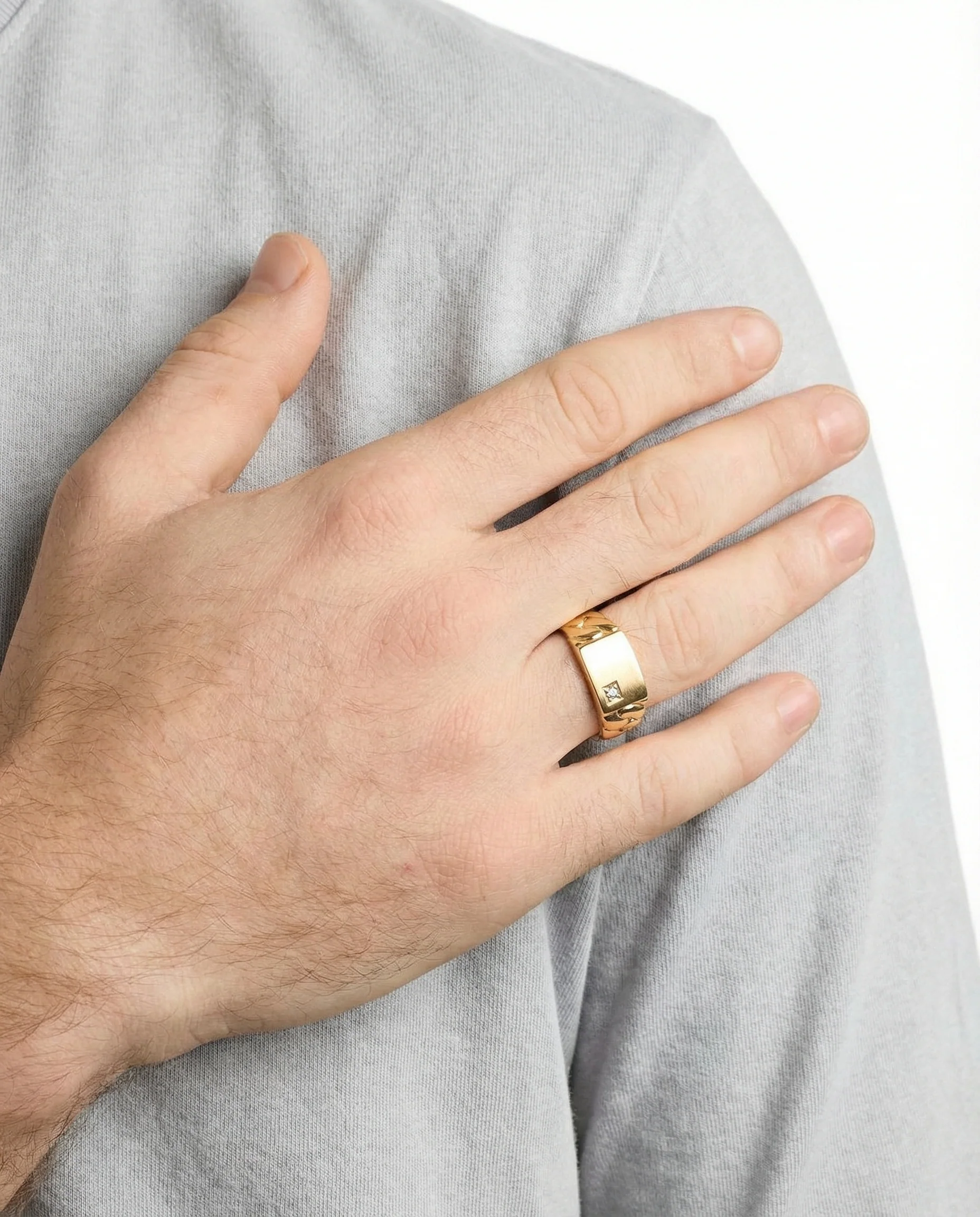 Matt klackring med diamant (0.01 ct) i 14K guld strl. 19.7 / strl. 62 - Image 2