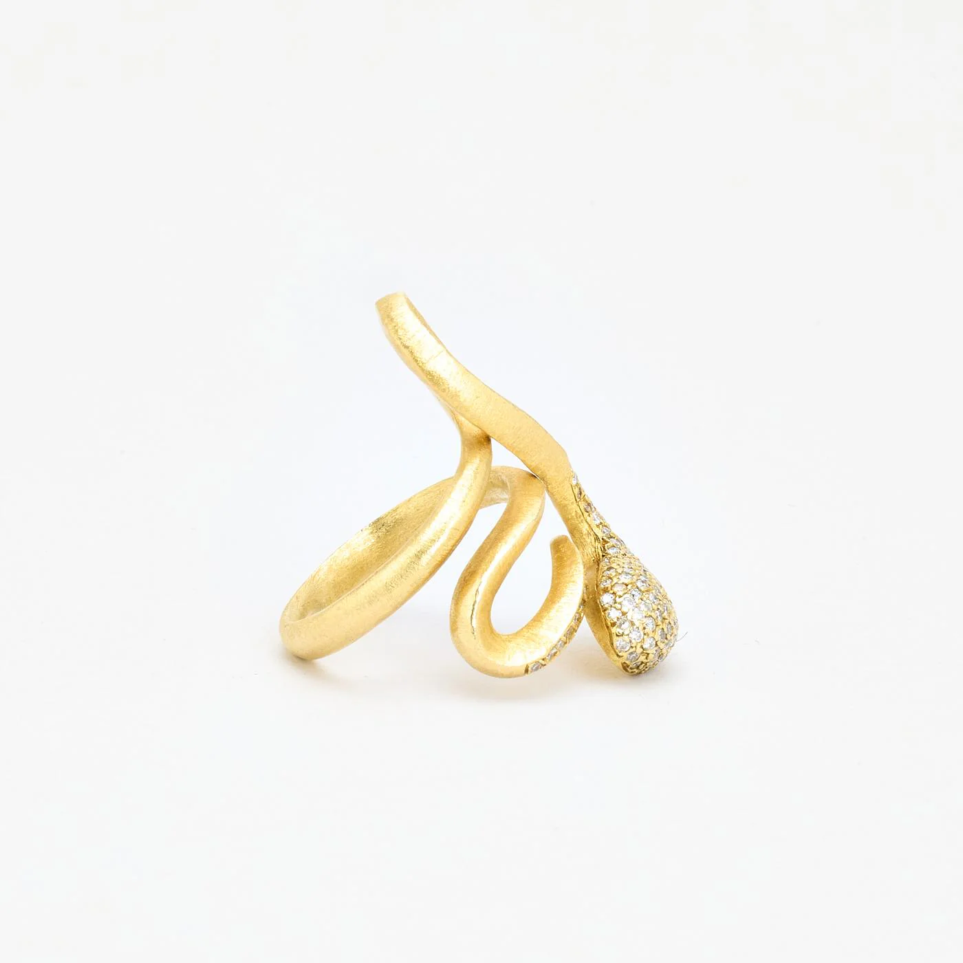 Pavéfattad Ormring med diamant (0.82 ct) i 14K guld strl. 19.7 / strl. 62 - Image 2