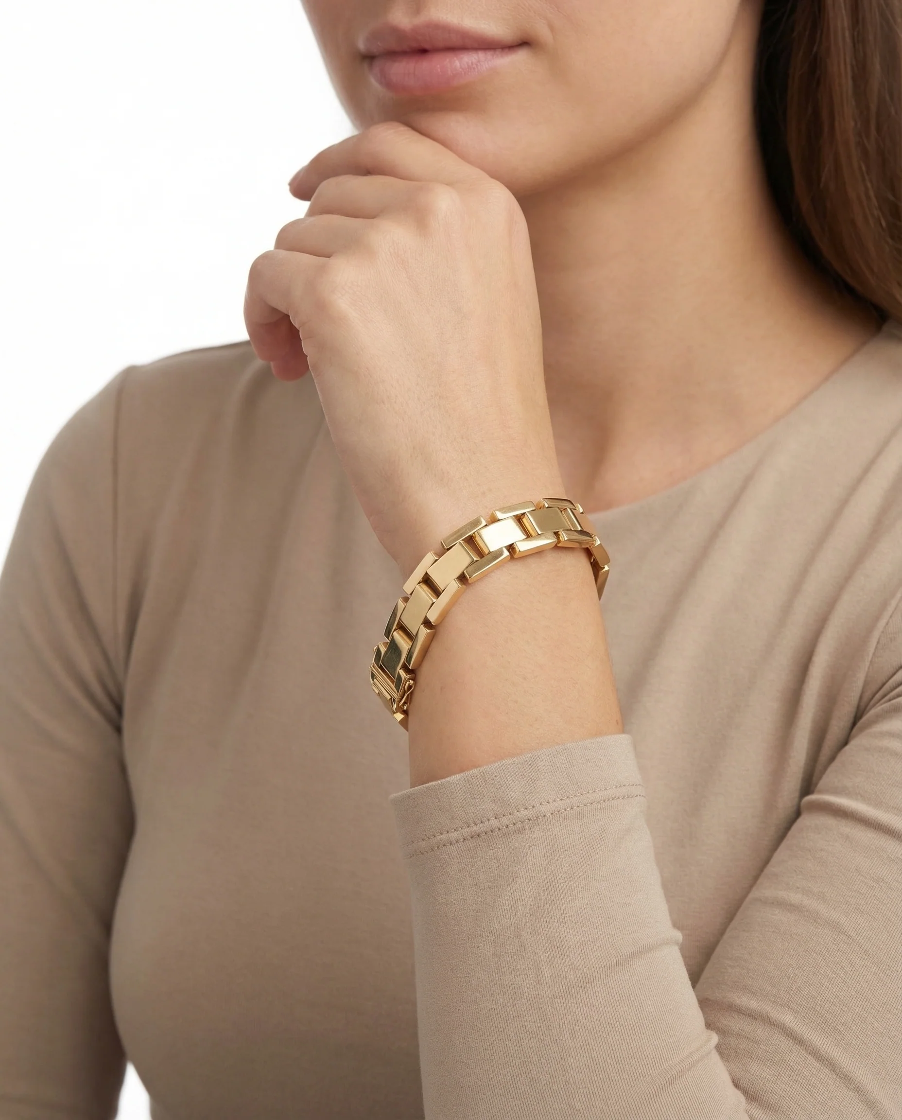 Block Armband i 14K guld, 18 cm, 26.4 g