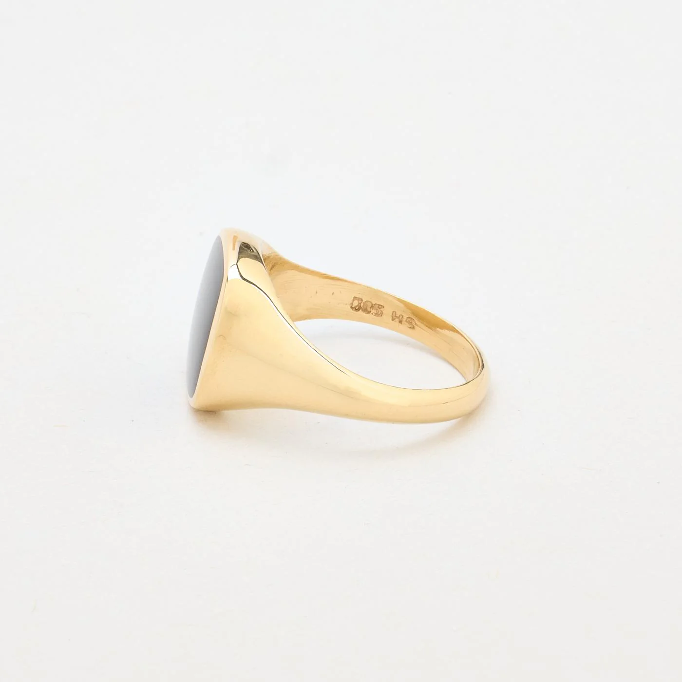 Klackring i 14K guld med en onyx strl. 19.1 / strl. 60 - Image 5