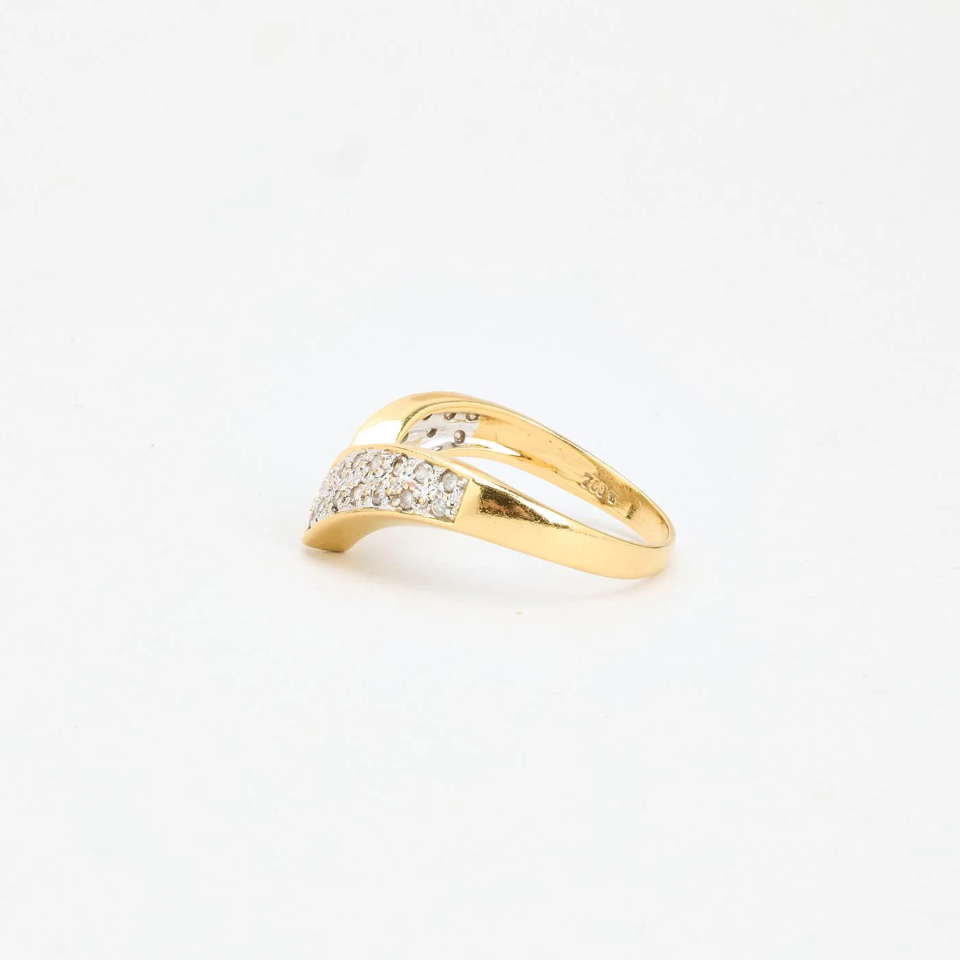 Pavéfattad Geometrisk ring i 18K guld med en zirkonia strl. 17.5 / strl. 55 - Image 4