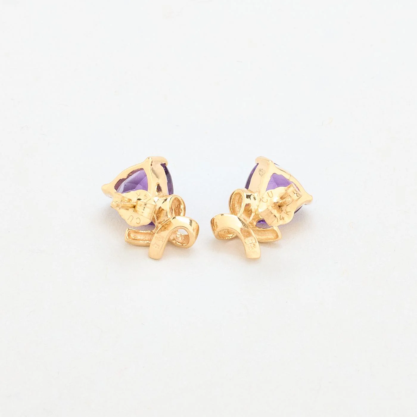 Geometrisk örhängen med stift i 14K guld, 1.1 cm, - Image 3