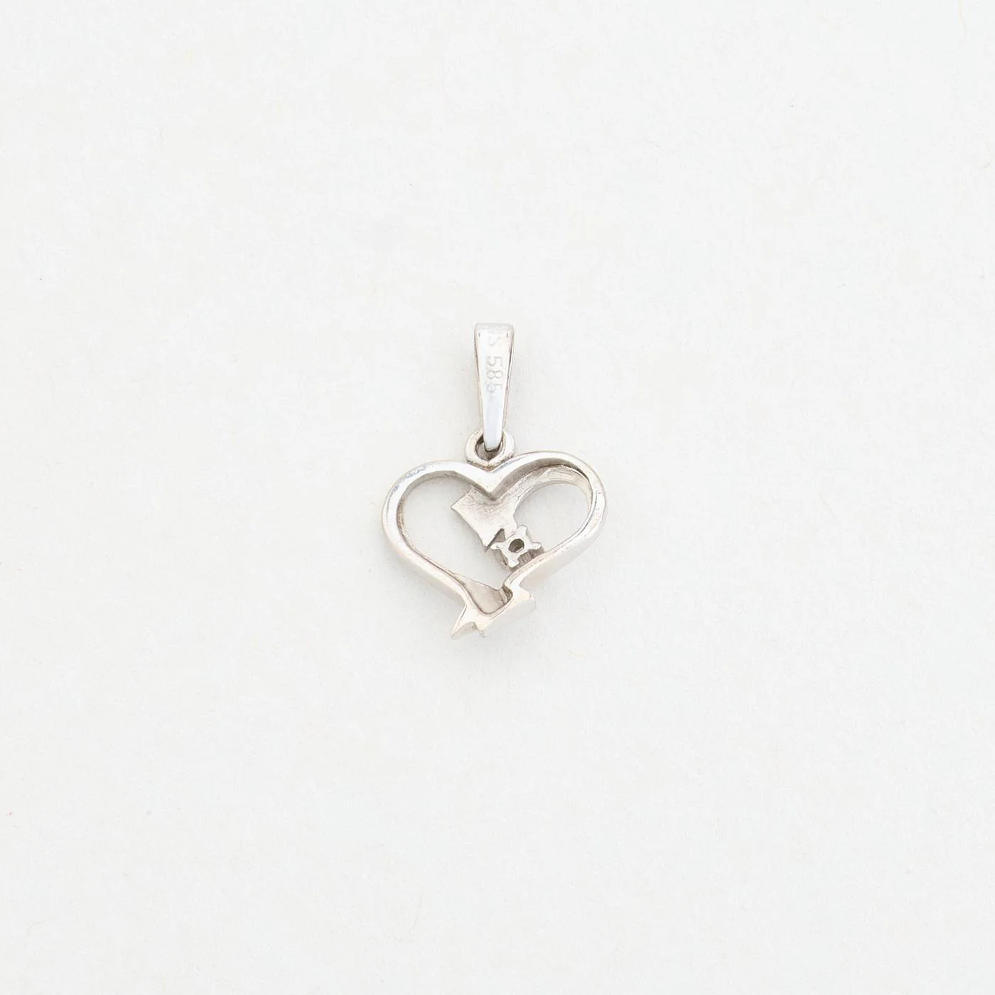 Hjärthänge med diamant (0.01 ct) i 14K vitt guld, 1.8 cm, 0.8 g - Image 3