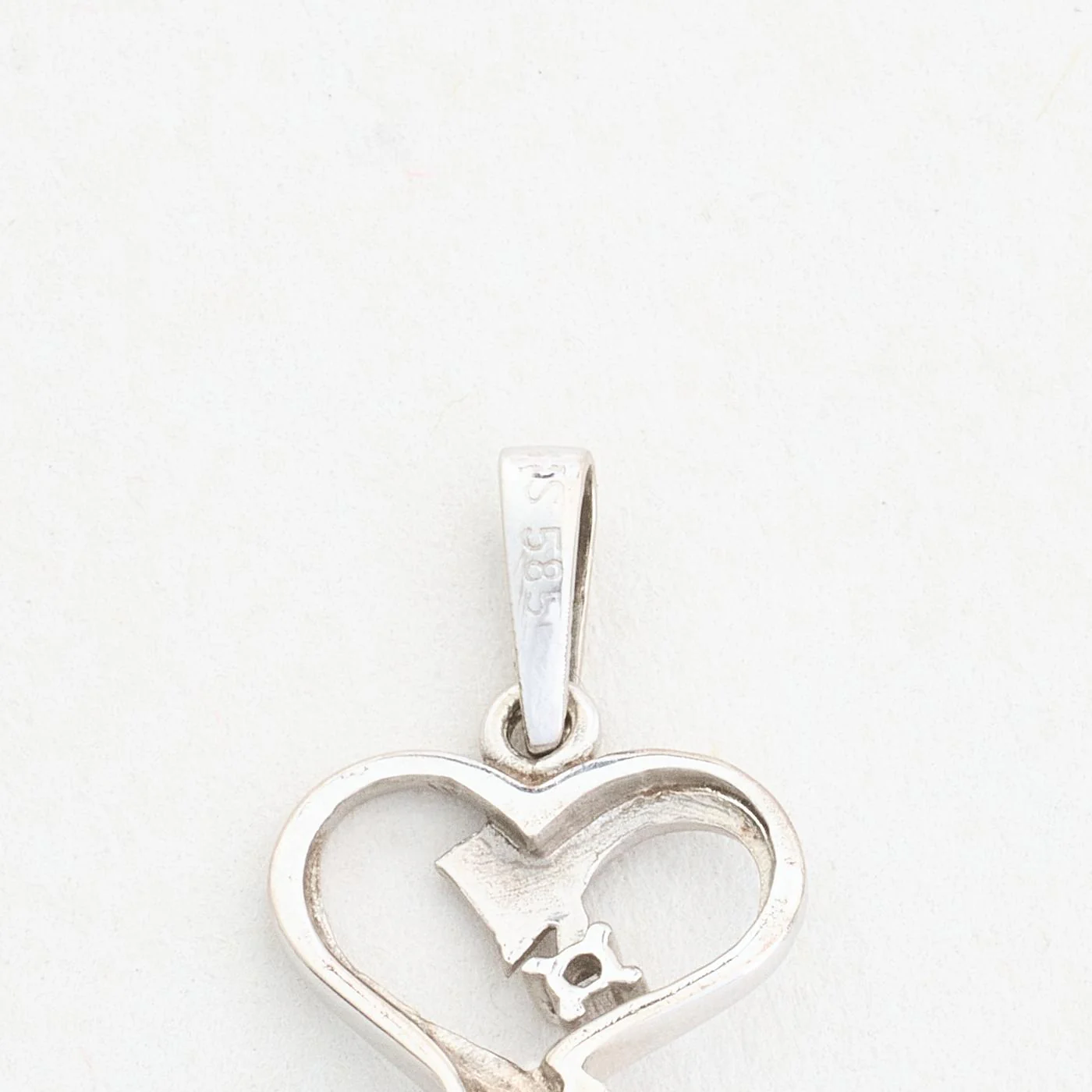 Hjärthänge med diamant (0.01 ct) i 14K vitt guld, 1.8 cm, 0.8 g - Image 5