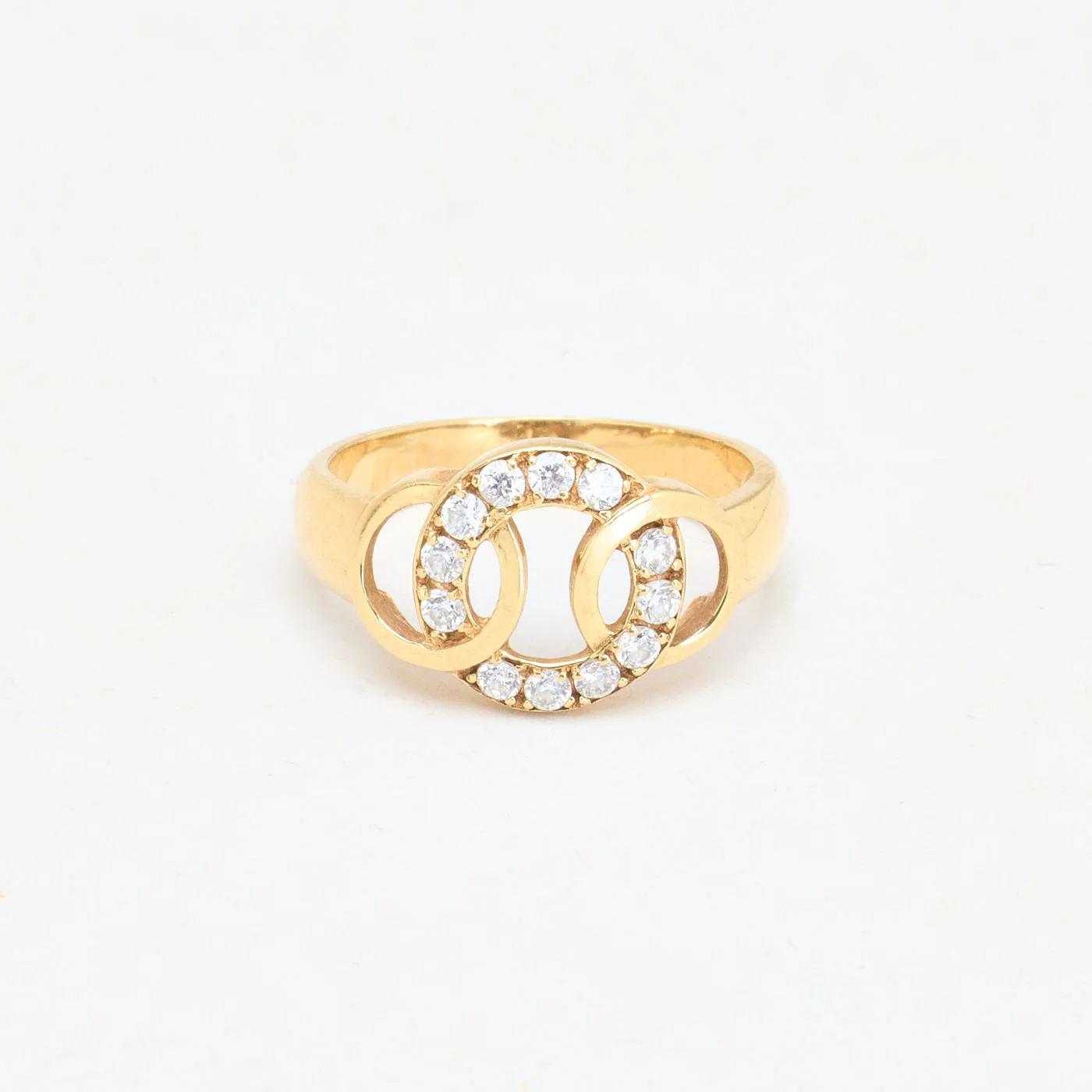 Cirkelring i 14K guld med en zirkonia strl. 15.9 / strl. 50