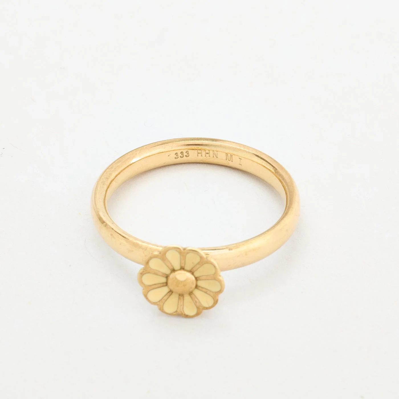 Margerit Blomsterring i 8K guld med en emalj strl. 17.2 / strl. 54 - Image 6