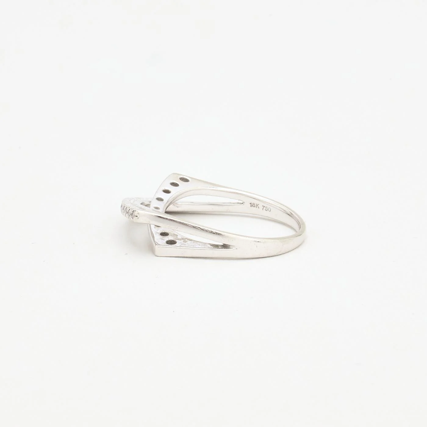 Korsring med diamant (0.12 ct) i 18K vitt guld strl. 17.5 / strl. 55 - Image 4