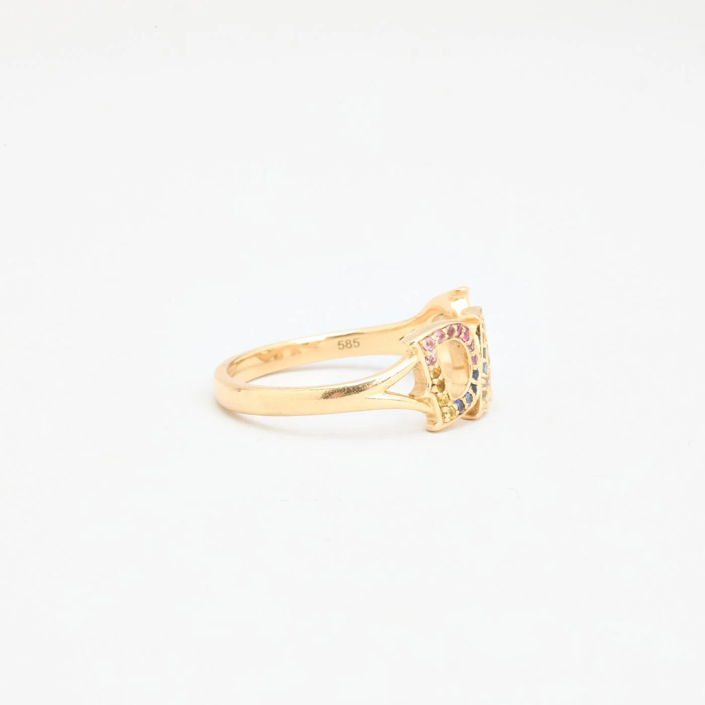 Mads Ziegler Namnring i 14K guld med en citrin, safir, rubin, turmalin, safir, topas och peridot strl. 18.5 / strl. 58 - Image 2