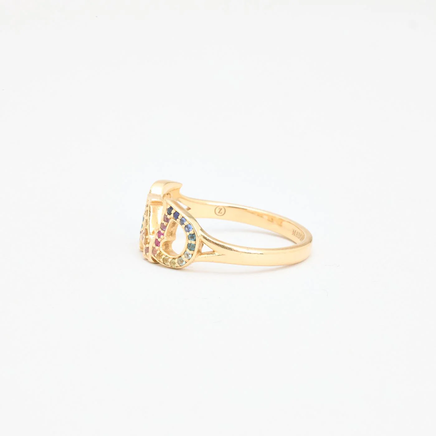 Mads Ziegler Namnring i 14K guld med en citrin, safir, rubin, turmalin, safir, topas och peridot strl. 18.5 / strl. 58 - Image 4