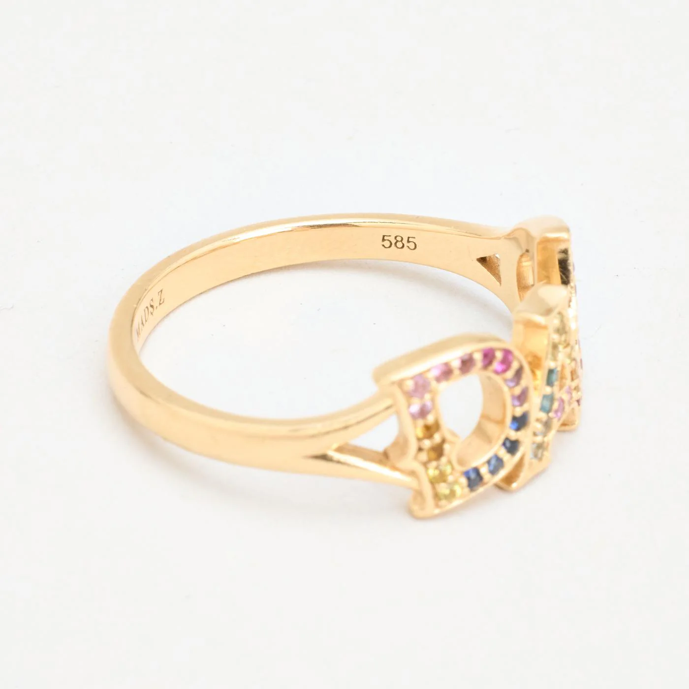 Mads Ziegler Namnring i 14K guld med en citrin, safir, rubin, turmalin, safir, topas och peridot strl. 18.5 / strl. 58 - Image 5