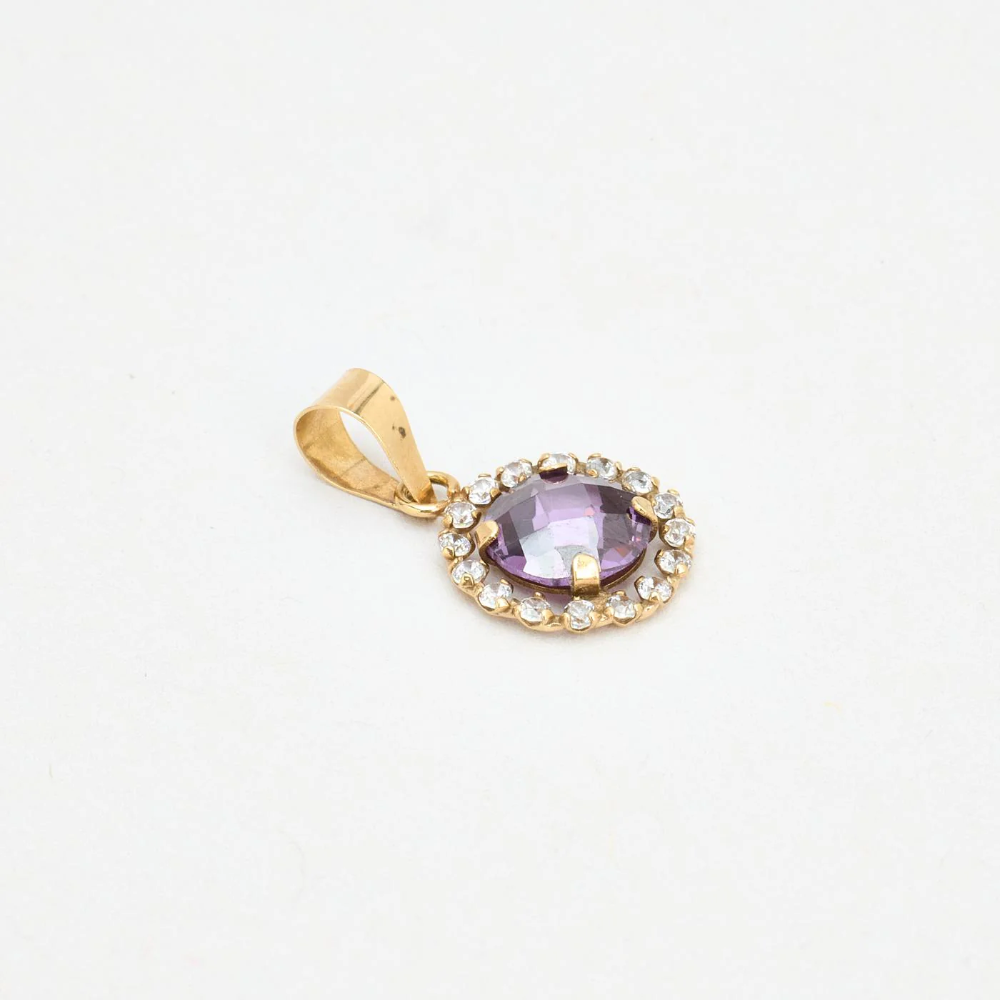 Roshänge i 8K guld med en ametist och zirkonia, 1.5 cm, 0.28 g - Image 3