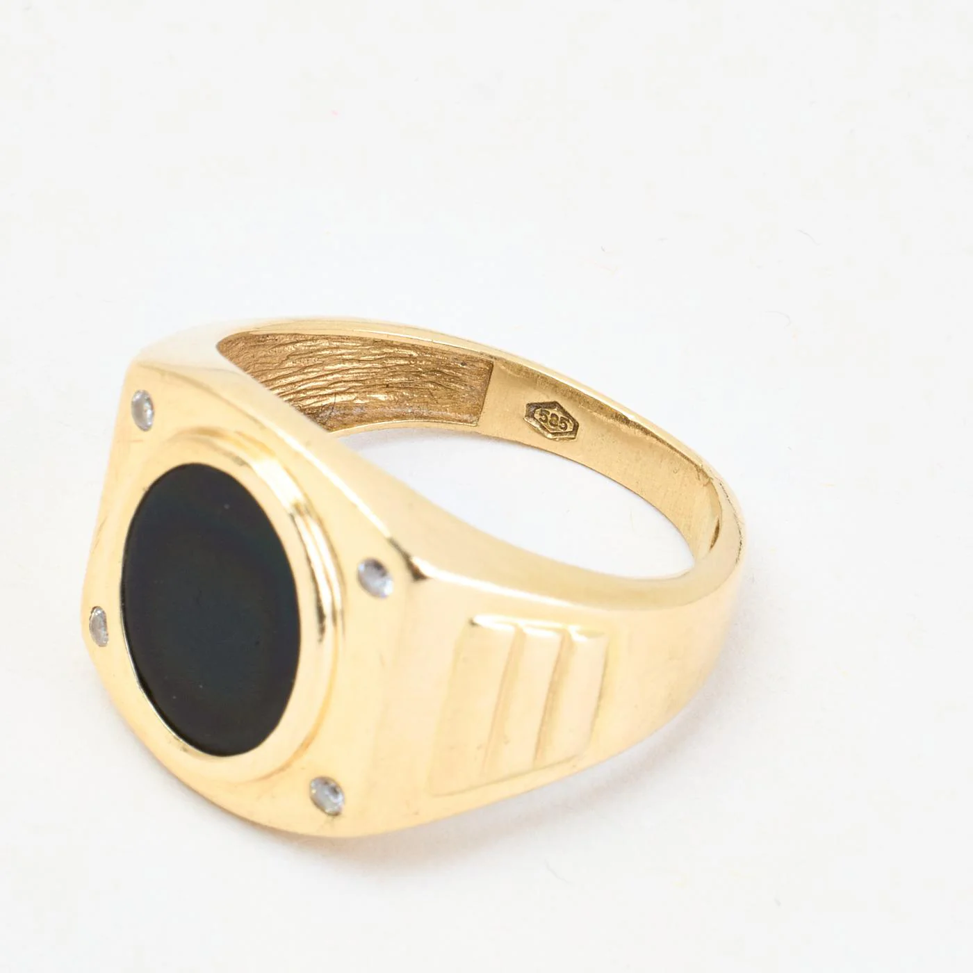 Modern klackring i 14K guld med en onyx och zirkonia strl. 19.1 / strl. 60 - Image 6