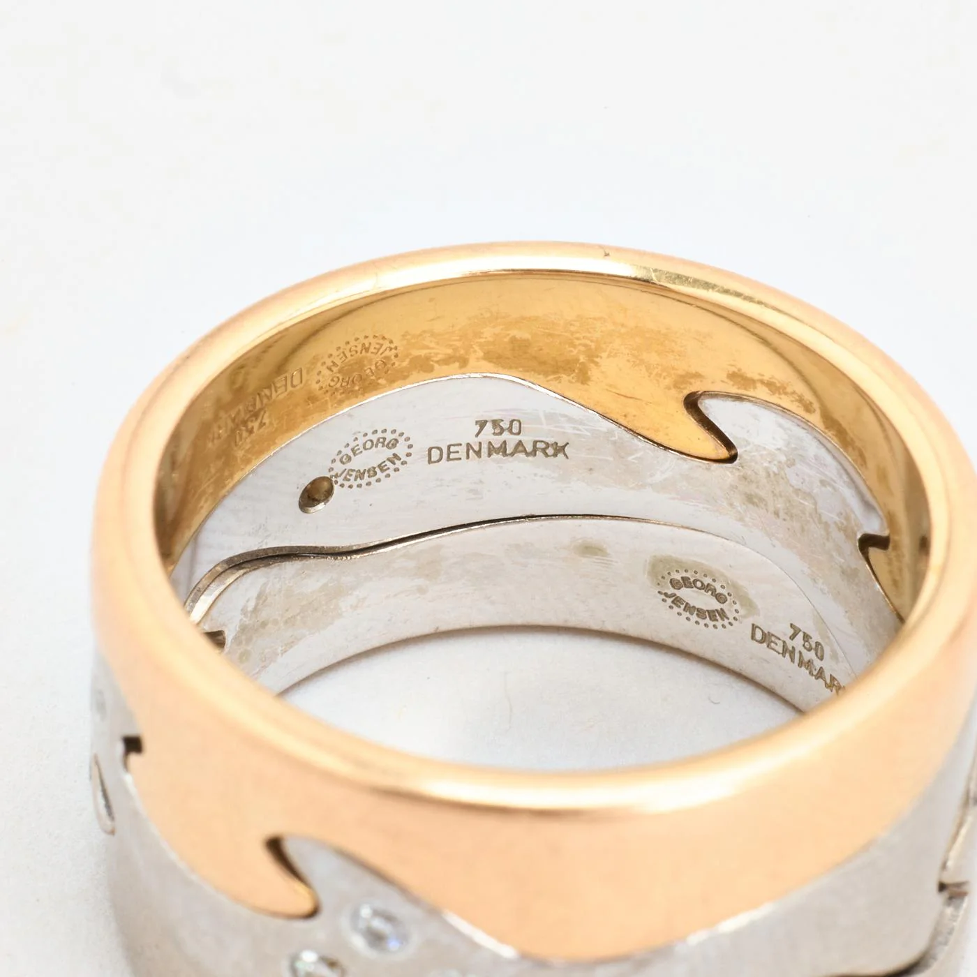 Georg Jensen Fusion band med diamant (0.16 ct) i 18K guld strl. 18.1 / strl. 57 - Image 6
