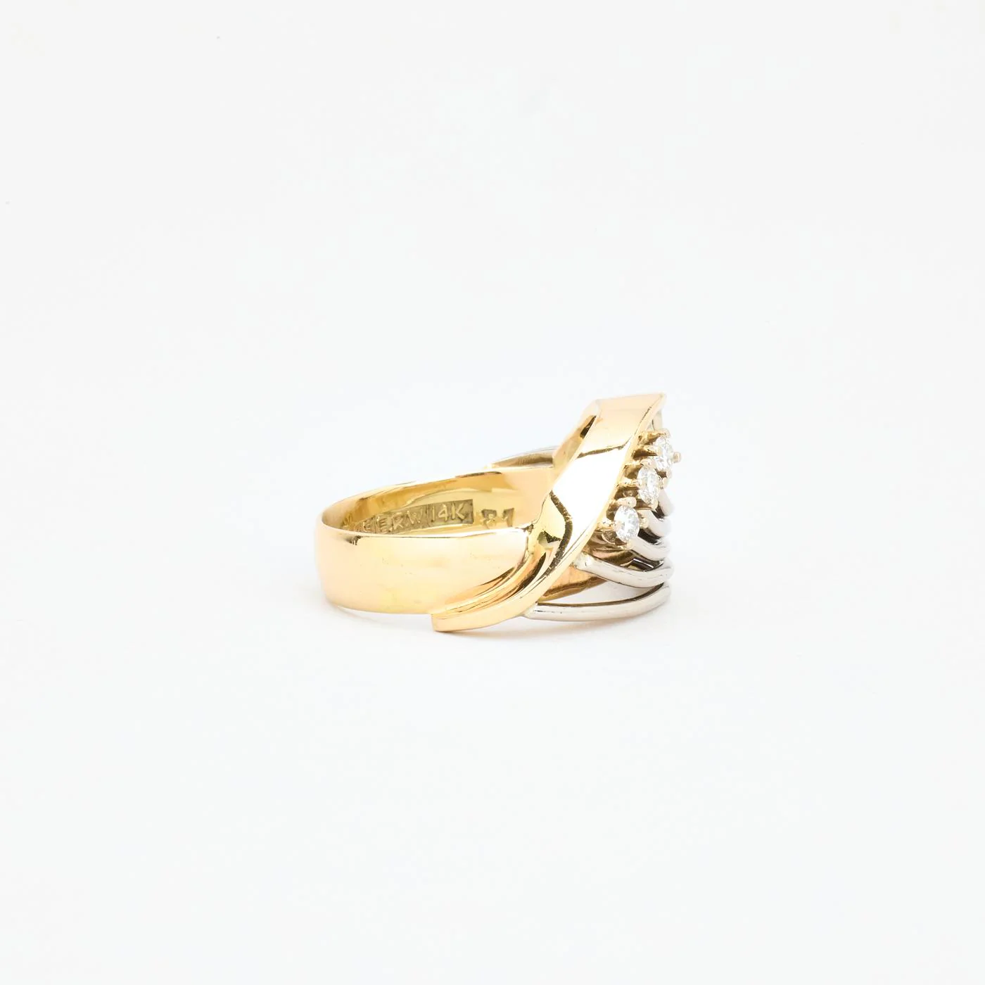 Crossoverring med diamant (0.16 ct) i 14K vitt guld strl. 18.8 / strl. 59 - Image 3
