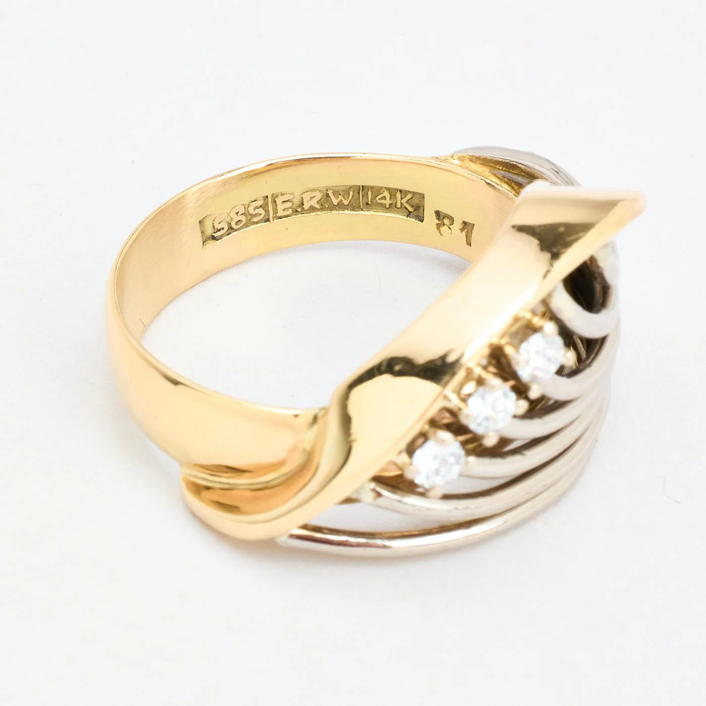 Crossoverring med diamant (0.16 ct) i 14K vitt guld strl. 18.8 / strl. 59 - Image 6
