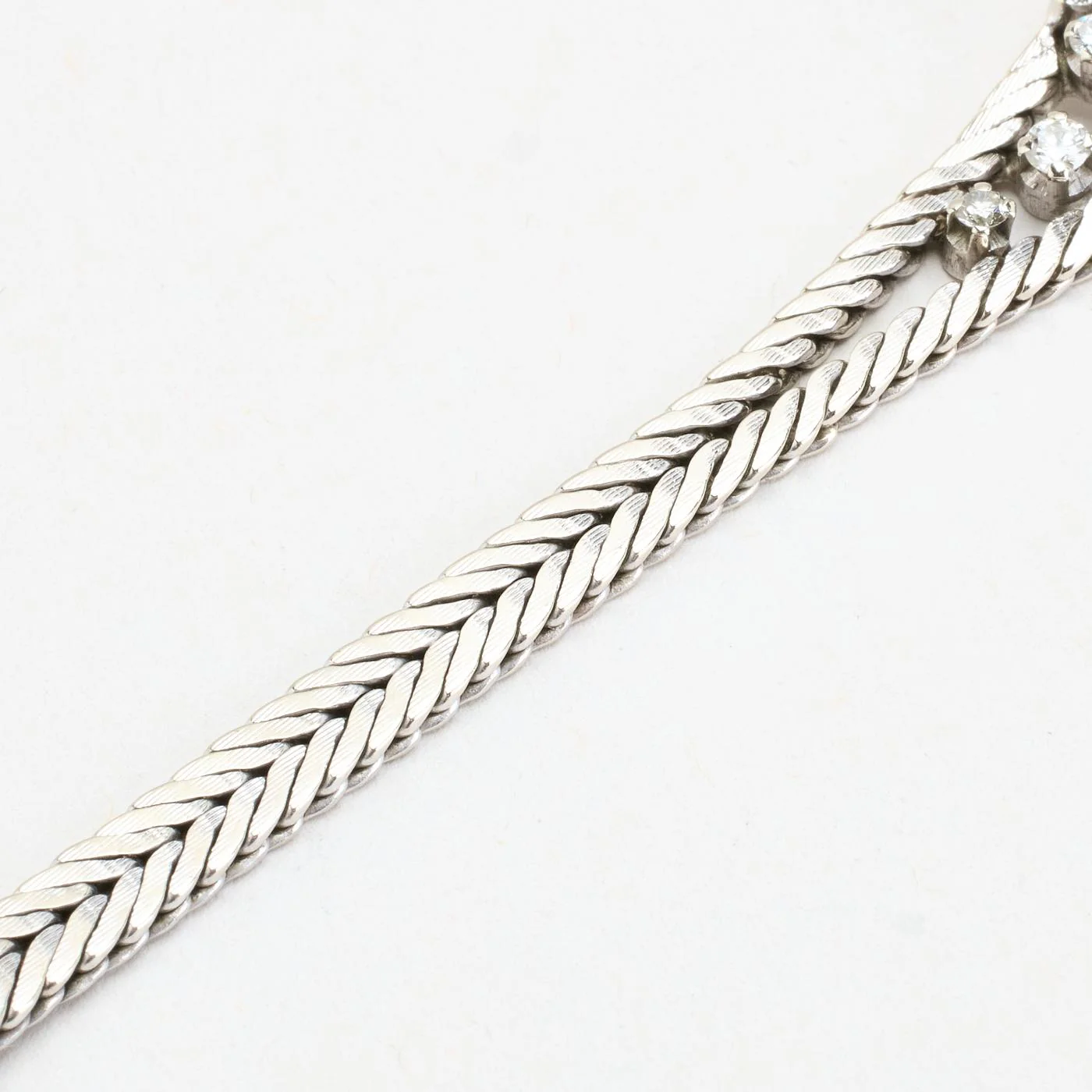 Dubbelt Fiskbenskedja Armband med diamant (1.39 ct) i 18K vitt guld, 16.5 cm, 19.15 g - Image 3