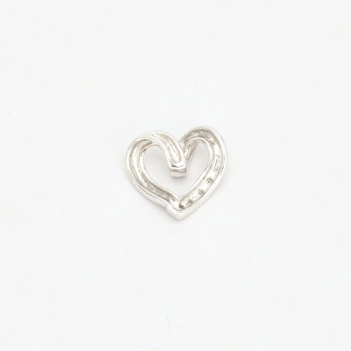 Hjärthänge med diamant (0.08 ct) i 14K vitt guld, 1.2 cm, 1.08 g - Image 3