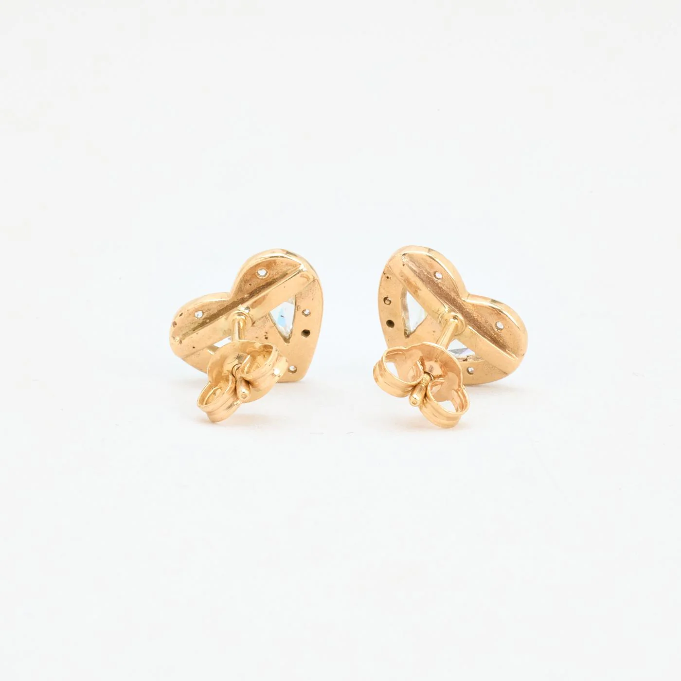 Hjärta örhängen i 9K guld med en zirkonia, 0.9 cm, - Image 3