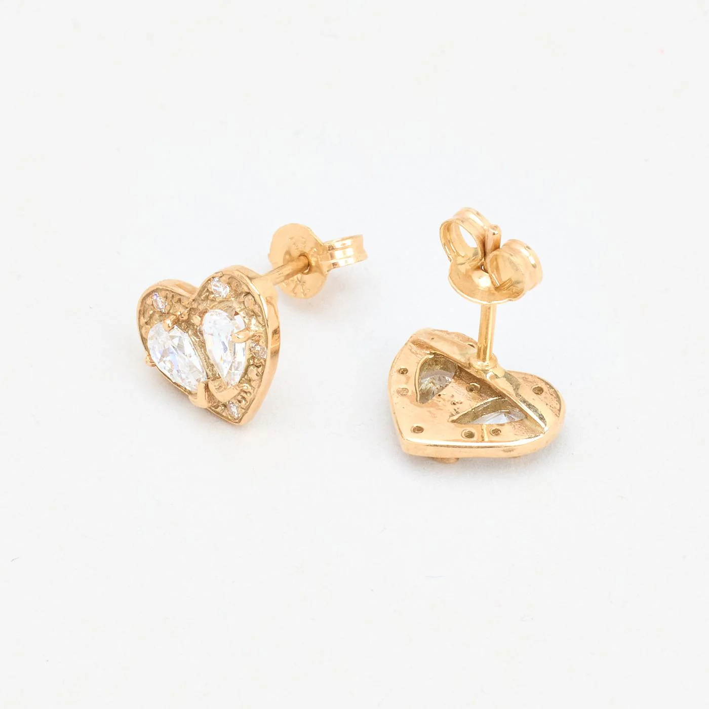 Hjärta örhängen i 9K guld med en zirkonia, 0.9 cm, - Image 4