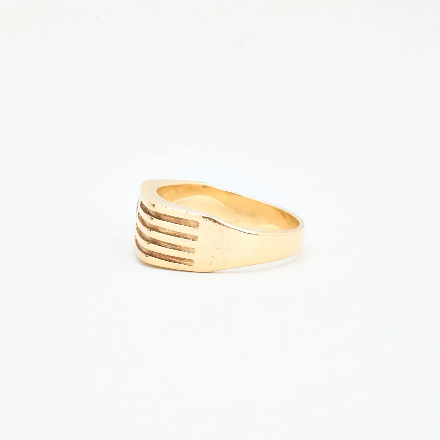 Mönstrad klackring i 14K guld med en zirkonia strl. 20.4 / strl. 64 - Image 4