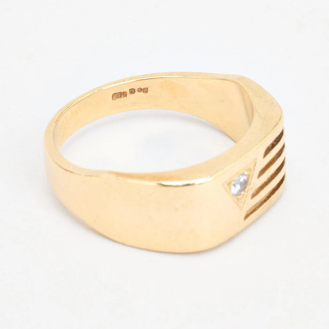 Mönstrad klackring i 14K guld med en zirkonia strl. 20.4 / strl. 64 - Image 5