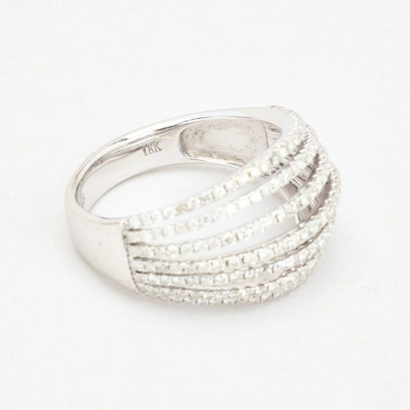 Pavéfattad gypsyring med diamant (0.71 ct) i 18K vitt guld strl. 17.2 / strl. 54 - Image 5