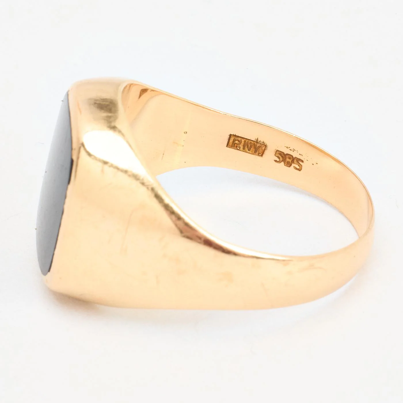 Klackring i 14K guld med en onyx strl. 20.7 / strl. 65 - Image 6