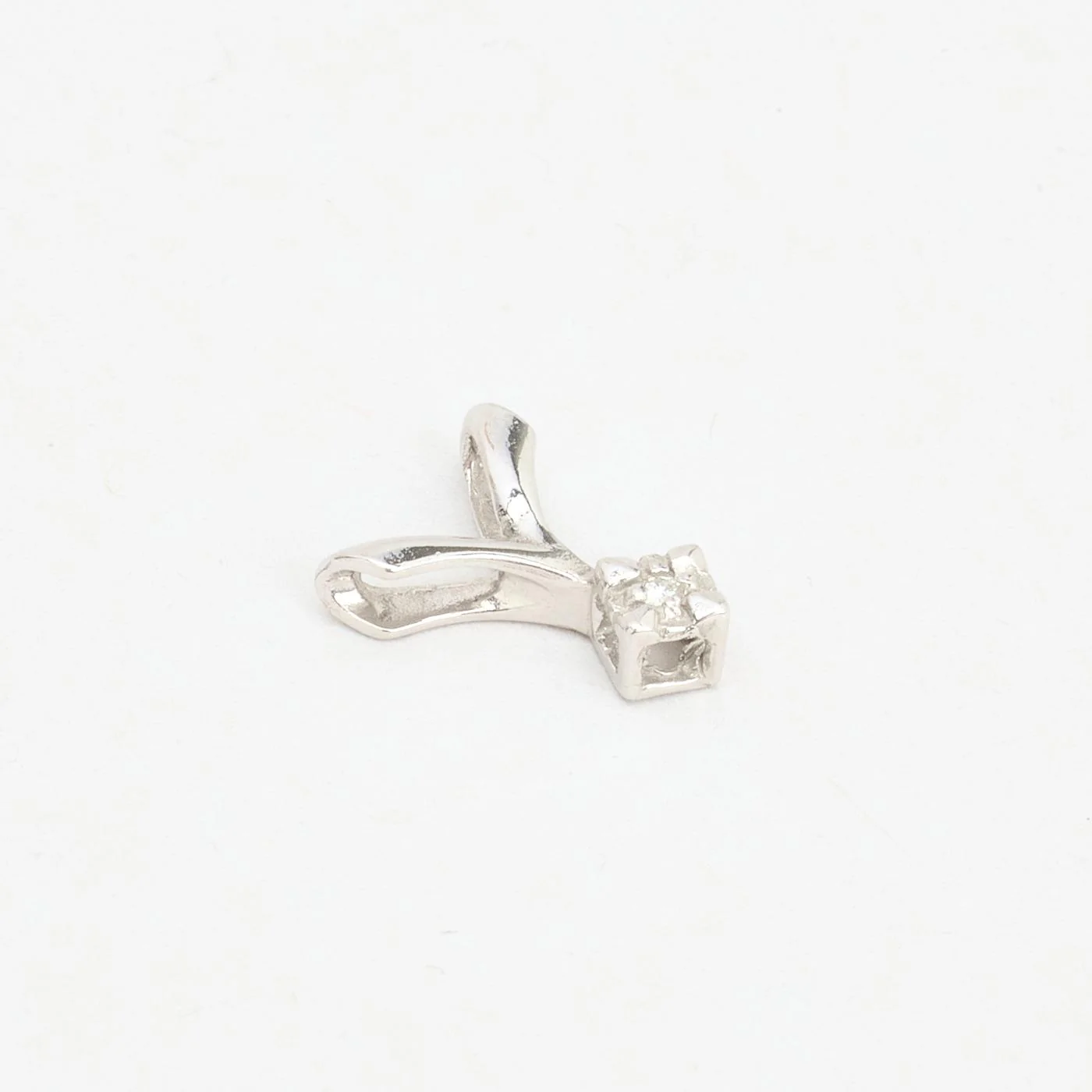 Solitärhänge med diamant (0.01 ct) i 14K guld, 1 cm, 0.36 g - Image 3