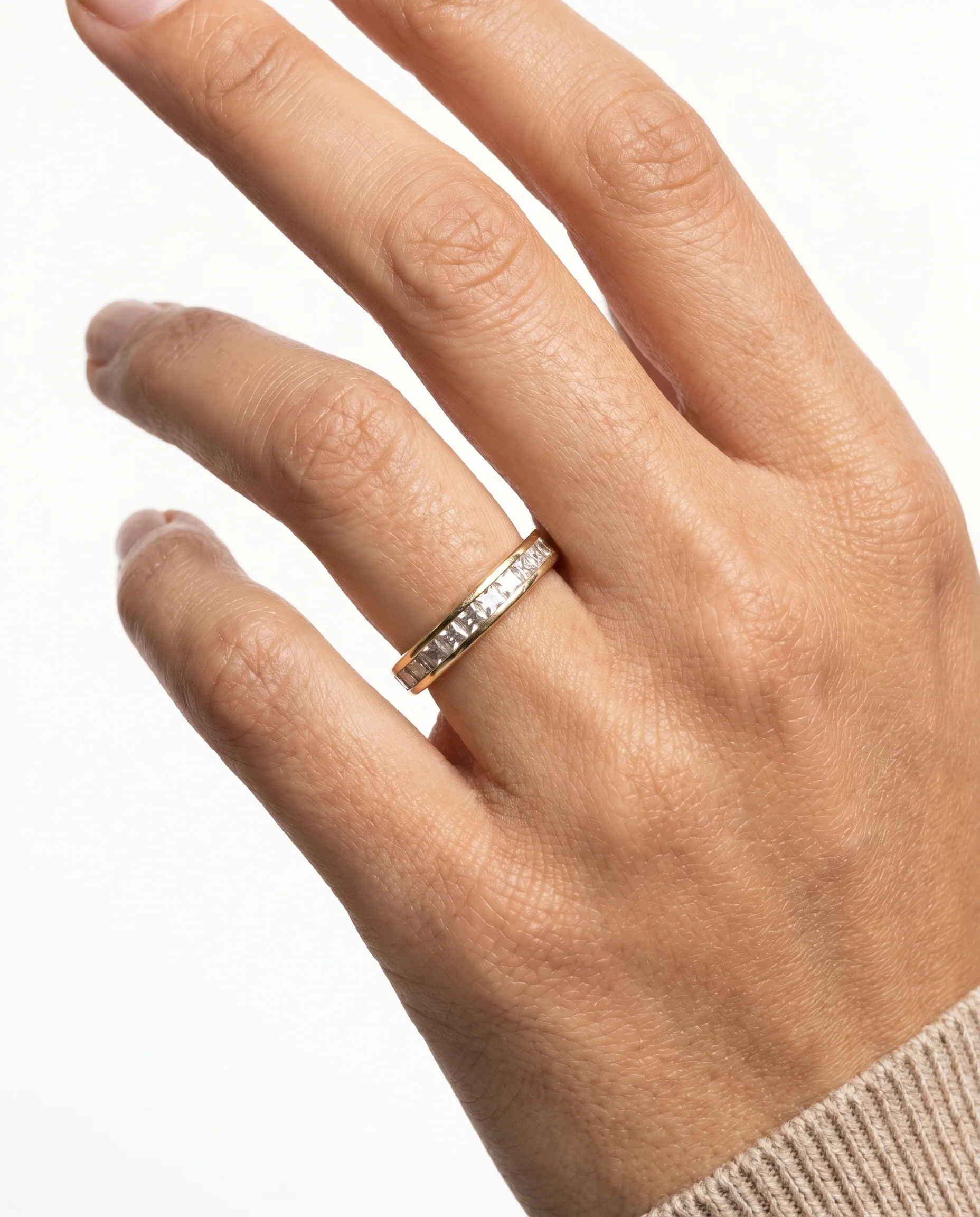 Alliansring i 14K guld med en zirkonia strl. 18.1 / strl. 57 - Image 2