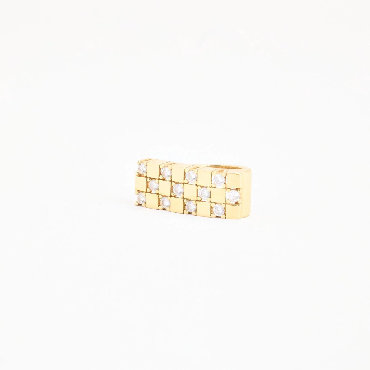 Pavéfattad Tallrikshänge i 14K guld med en zirkonia, 1.7 cm, 1.97 g