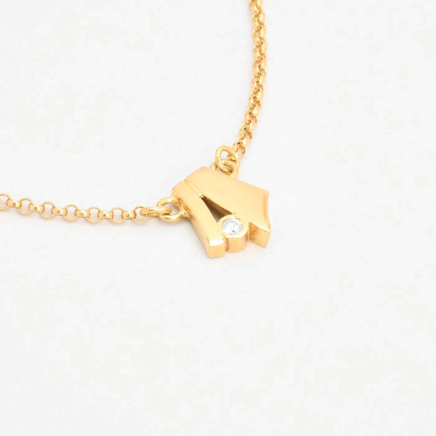 Geometrisk Ankarkedja Halsband med diamant (0.03 ct) i 18K guld, 42 cm, 3.8 g - Image 3