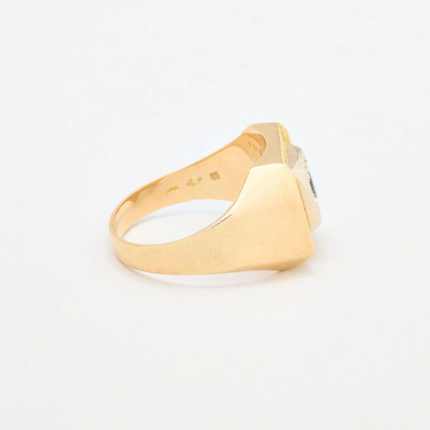 Mönstrad klackring i 14K guld med en zirkonia strl. 20.1 / strl. 63 - Image 3