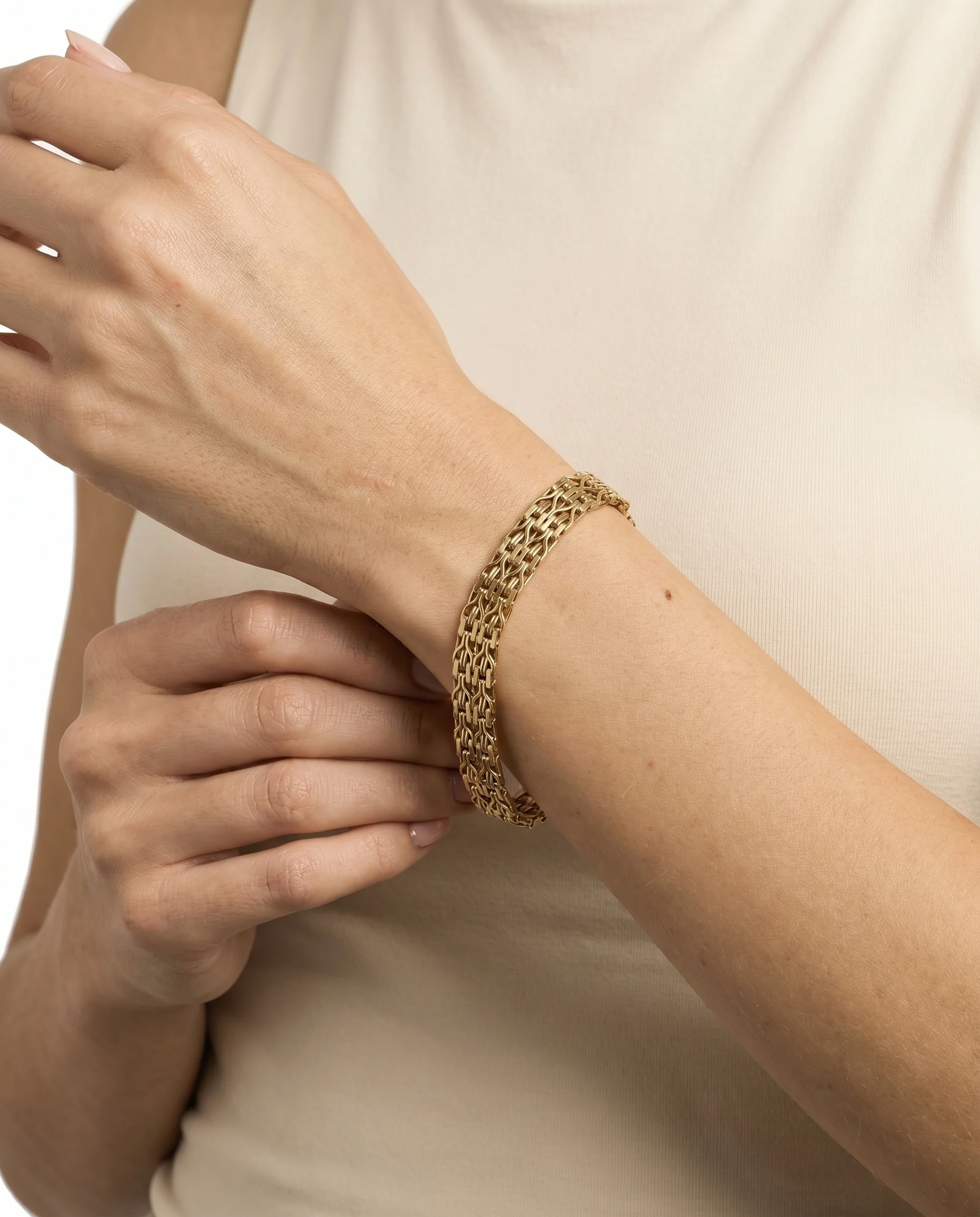 Y-länk Armband i 14K guld, 20 cm, 23 g