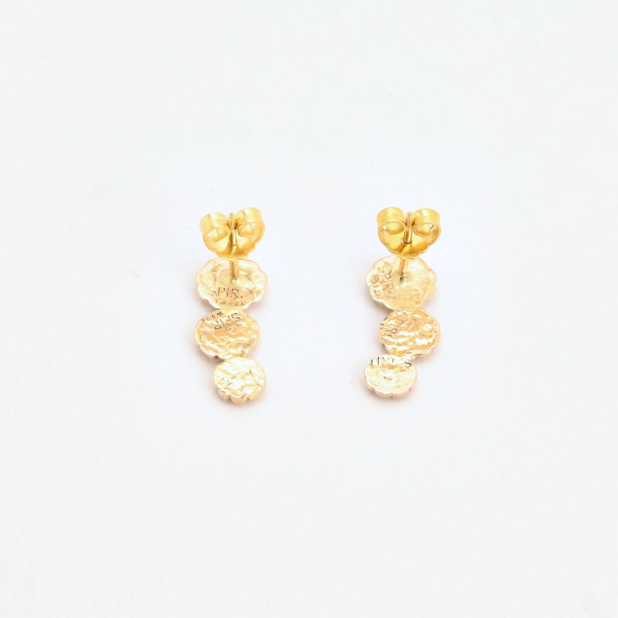 Blomma örhängen med stift i 14K guld, 2 cm, - Image 3