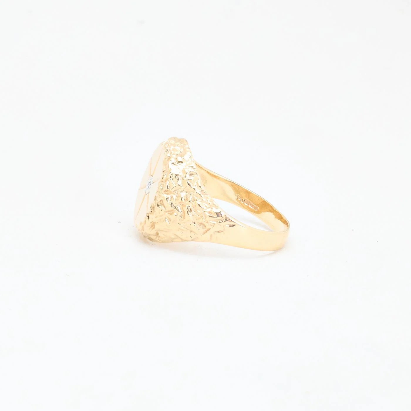 Organisk klackring med diamant i 9K guld strl. 20.4 / strl. 64 - Image 2