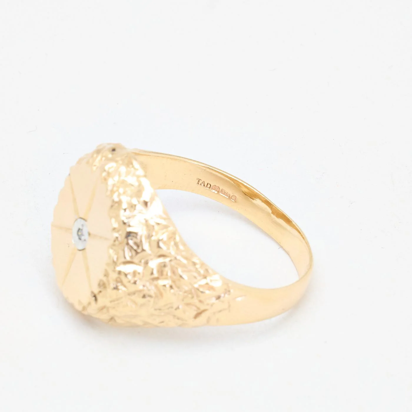 Organisk klackring med diamant i 9K guld strl. 20.4 / strl. 64 - Image 5
