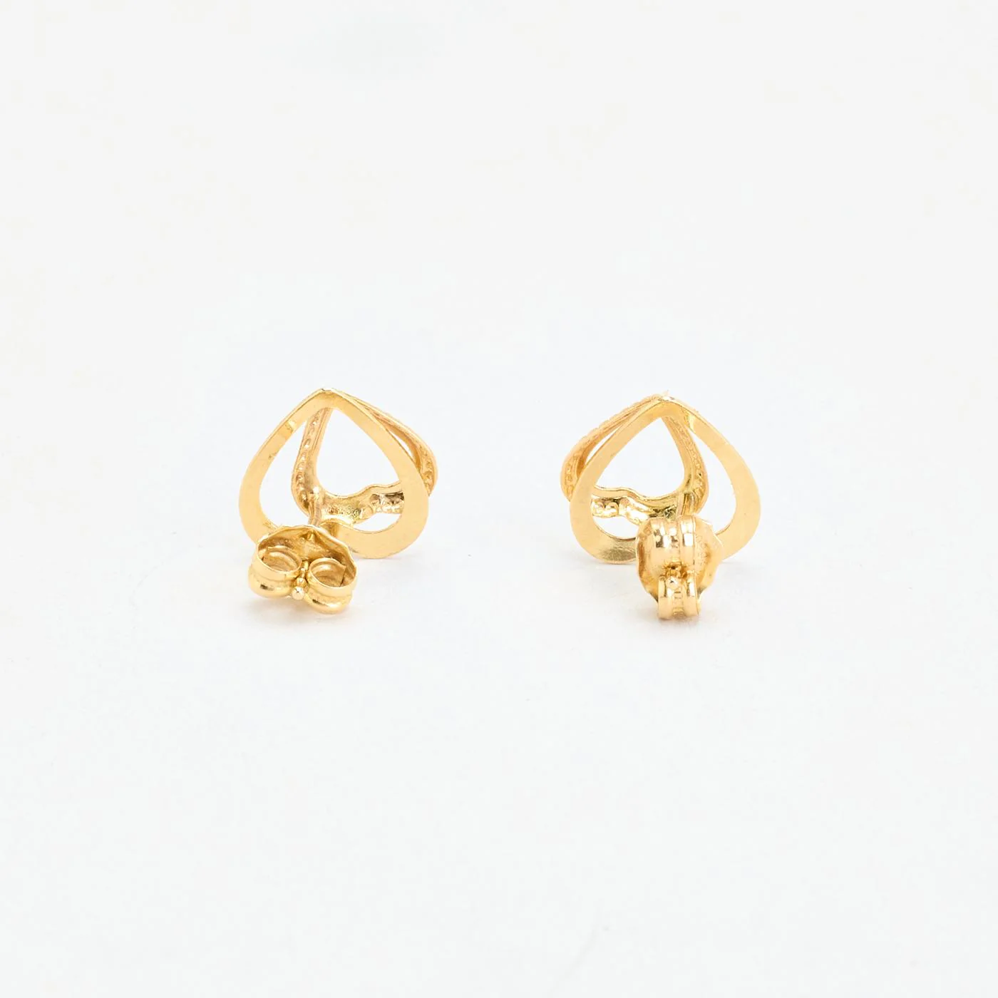 Dubbelt hjärta örhängen i 14K guld, 1 cm, - Image 2