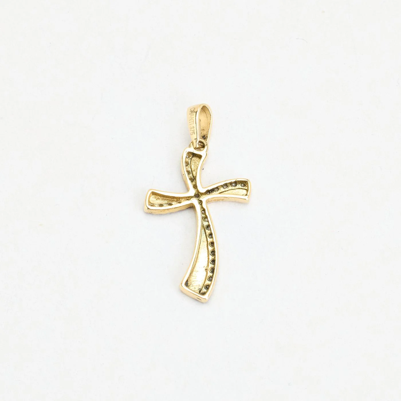 Böjd kors i 9K guld med en zirkonia, 2.5 cm, 0.81 g - Image 3