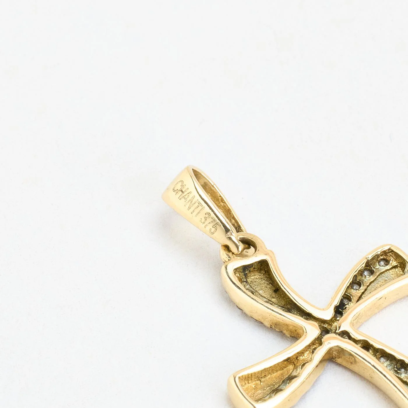 Böjd kors i 9K guld med en zirkonia, 2.5 cm, 0.81 g - Image 5