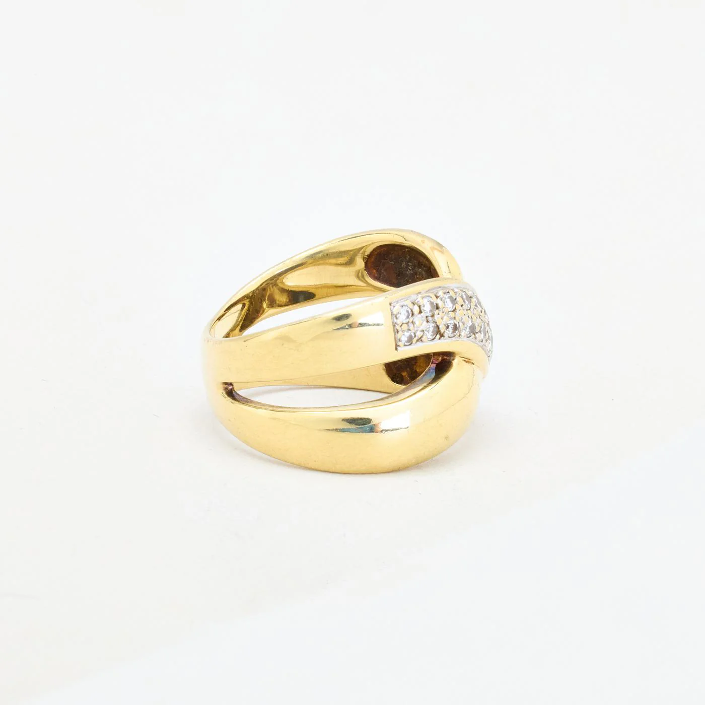 Pavéfattad Korsring med diamant (0.38 ct) i 14K guld strl. 18.8 / strl. 59 - Image 4
