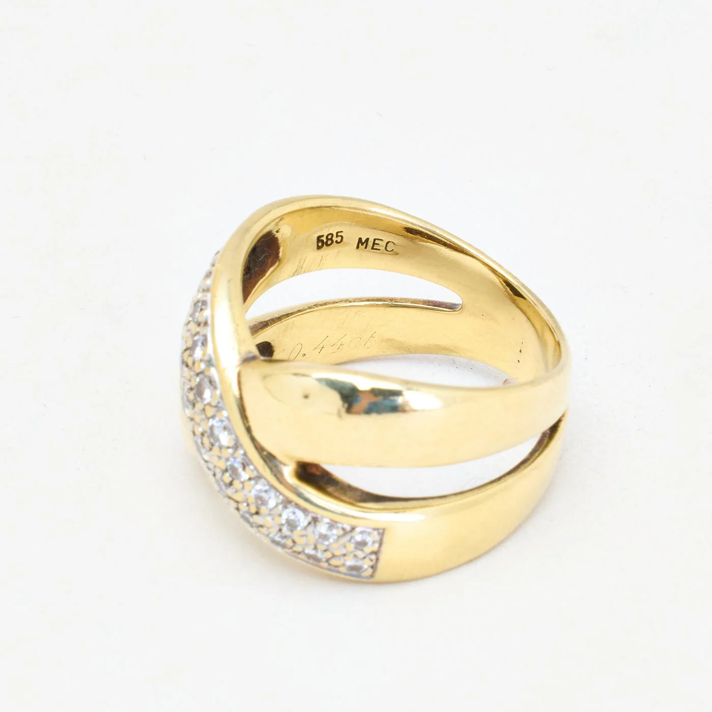 Pavéfattad Korsring med diamant (0.38 ct) i 14K guld strl. 18.8 / strl. 59 - Image 5