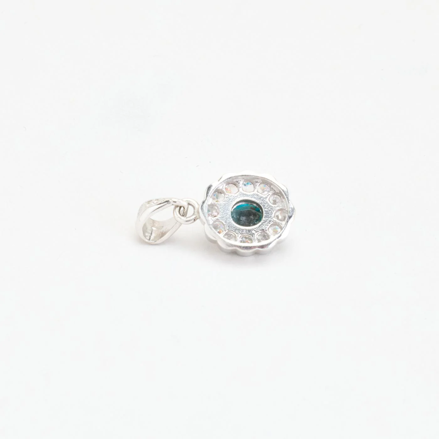 Roshänge i 18K vitt guld med en turkos och zirkonia, 2.2 cm, 4.37 g - Image 3